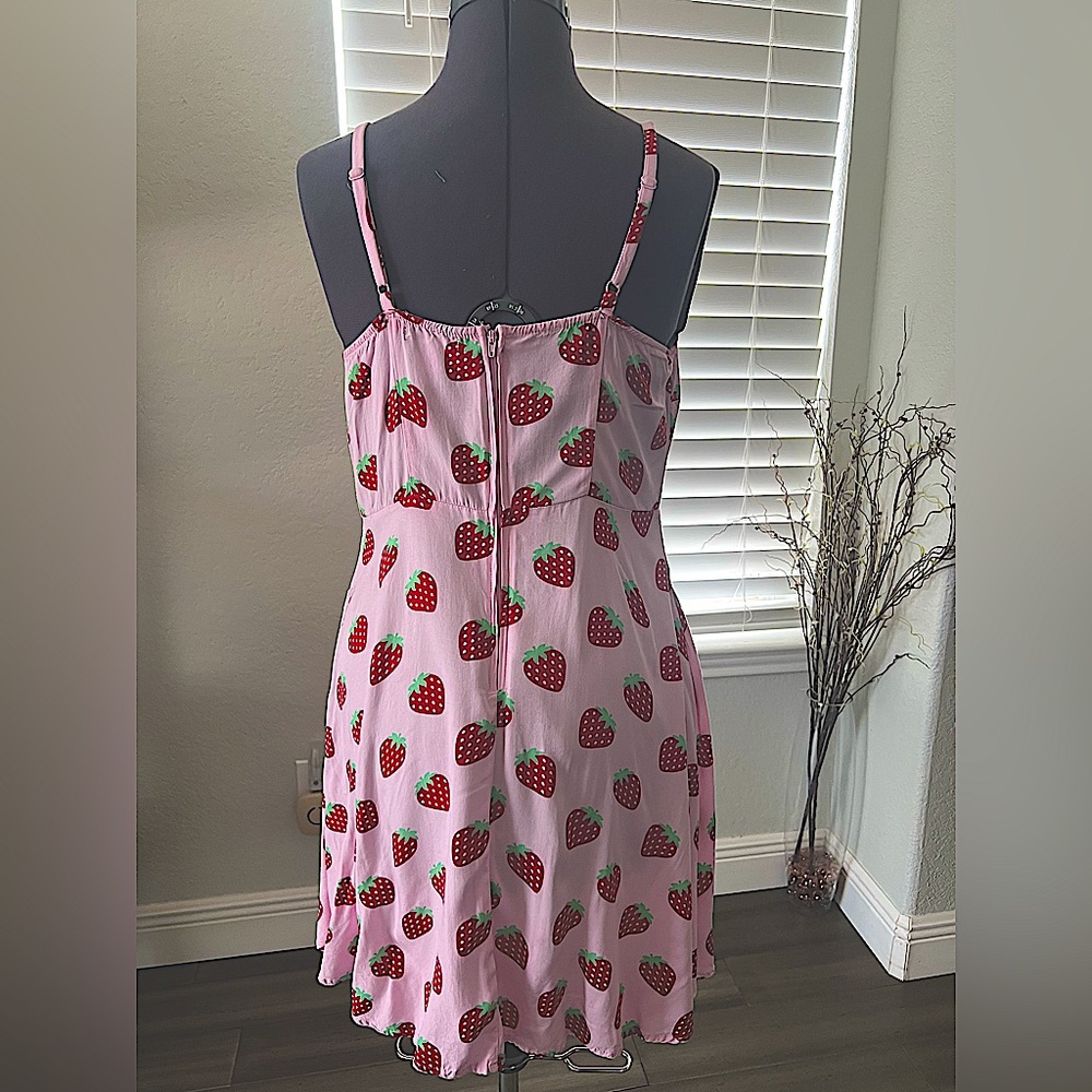 Hot Topic Pink Strawberry Button-Front Dress